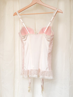 Newport News Shape FX Under Wire Pink Sheer Lace Corset Cami Bra Top Size  34C