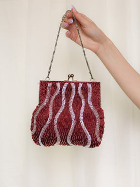 1950's HAND SEWN BEADED VINTAGE HANDBAG