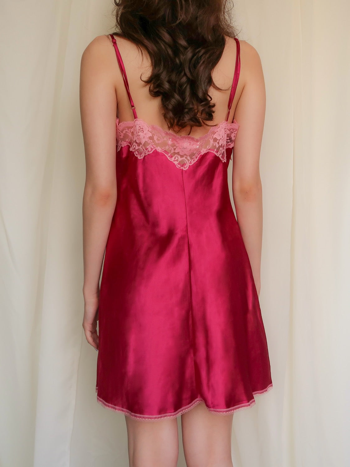 hot pink slip dress 05 VINTAGE “MARIA” SLIP DRESS IN PINK- (S/M)
