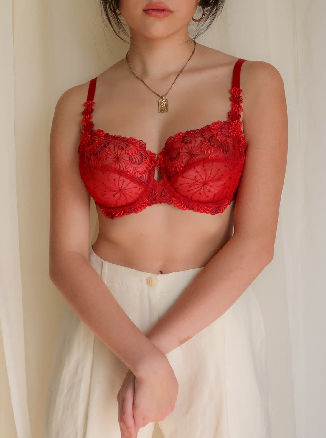 LUXURY FRENCH UNDERWIRE EMBROIDERY BRALETTE - (32D/30DD/34C)