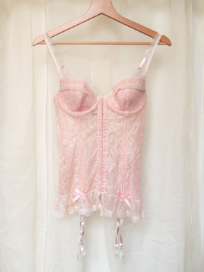 vintage victoria's secret pastel pink lace bustier corset top