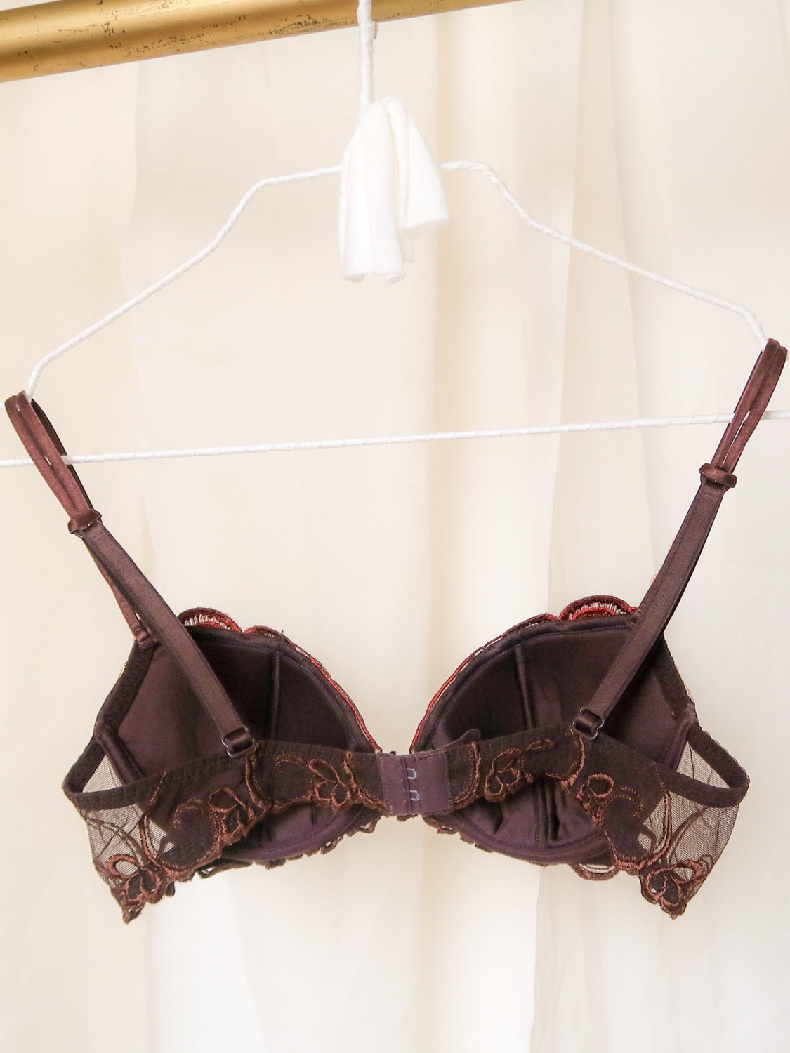 EUROPEAN + MUSE EMBROIDERED BROWN PADDED BRA - (30B/32A/28C)