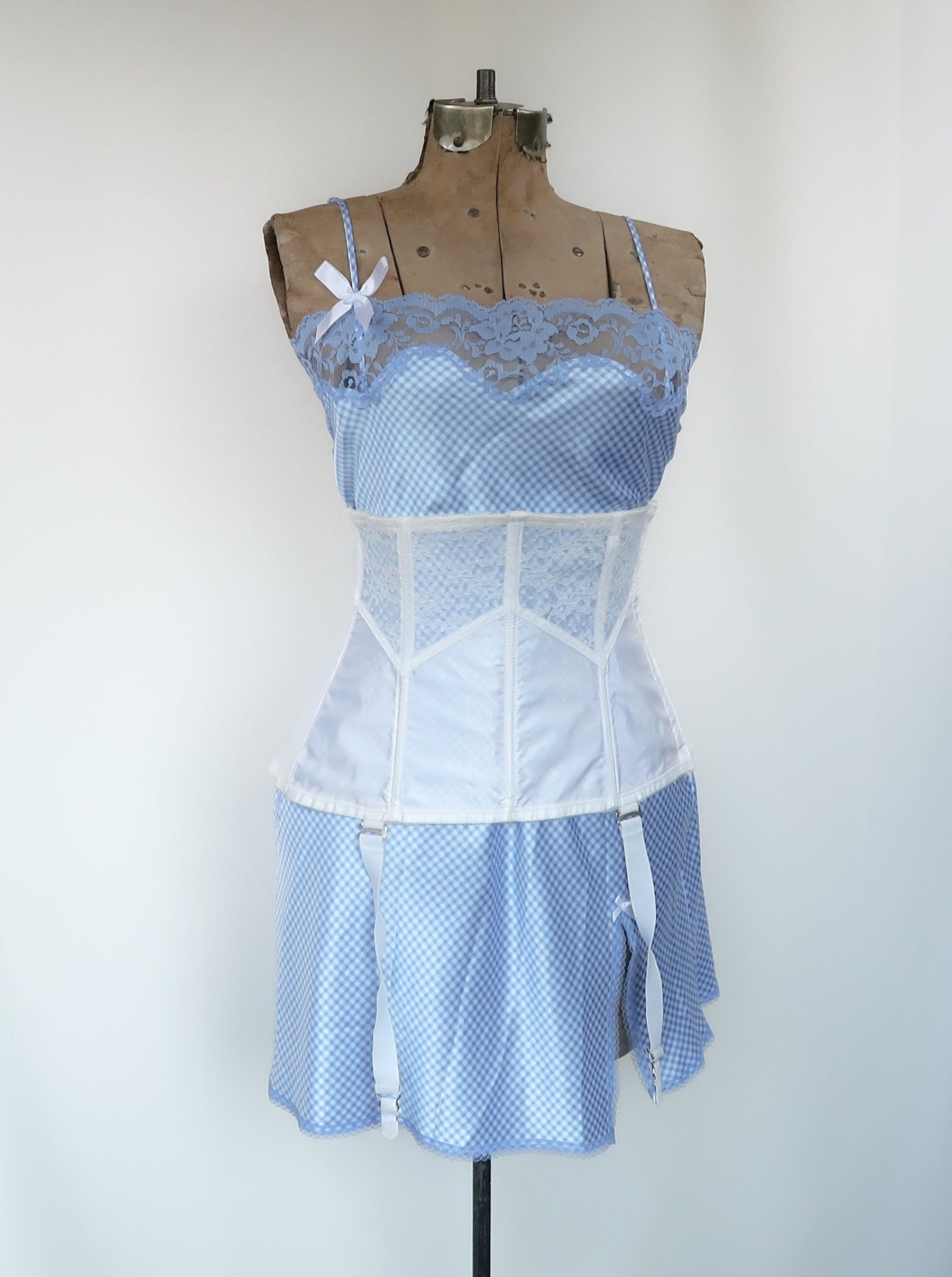 EARLY Y2k VINTAGE MARIA SLIP DRESS IN BLUE PLAID - (MEDIUM) EARLY Y2k VINTAGE MARIA SLIP DRESS IN BLUE PLAID - (MEDIUM)