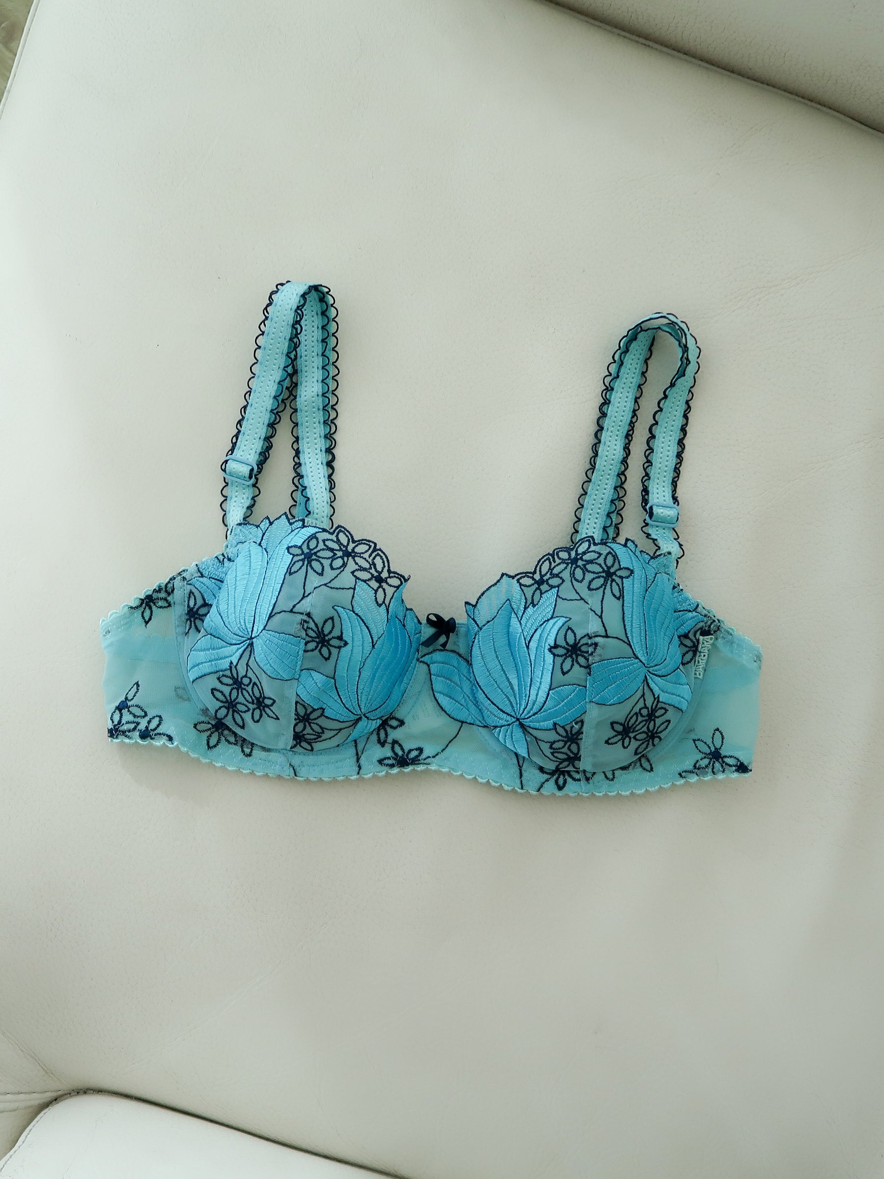 Buy Blue Floral Lace Padded Bra 34C, Bras