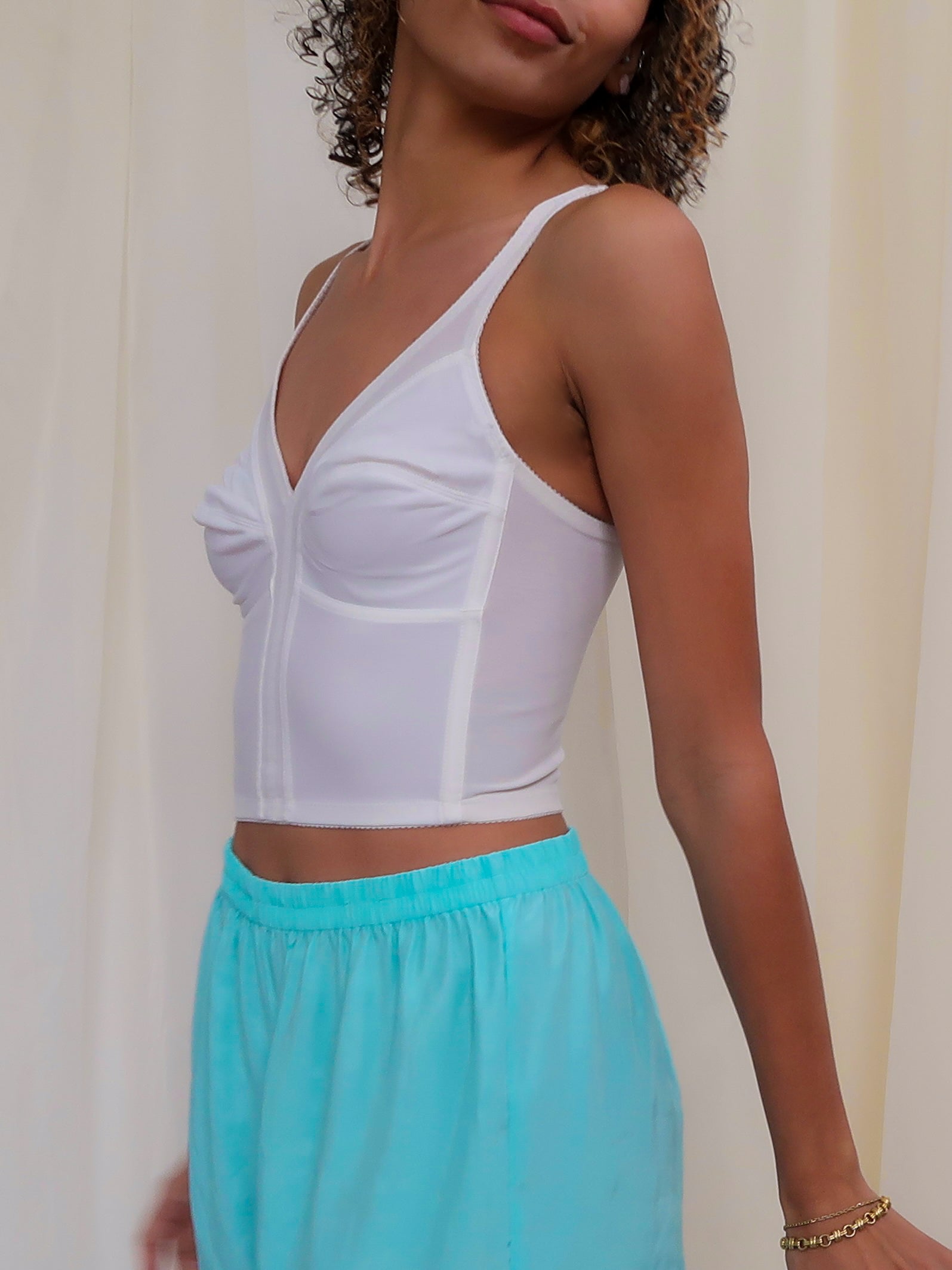 1980s SPORTY VINTAGE BUSTIER BRA TOP - (SMALL)