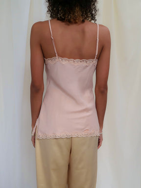 90s GOLDHAWK 100% SILK LACE CAMI IN PINK - (SMALL)